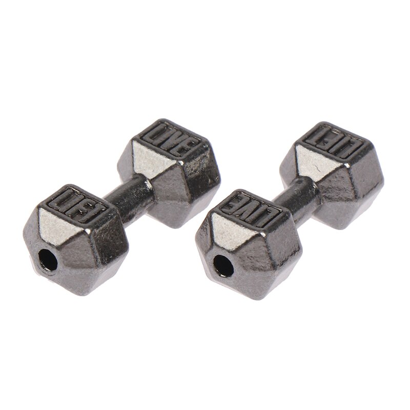 2Pcs 1/12 Dollhouse Miniature Barbell Dumbbells Fitness Weights Gym Model Toys: Black