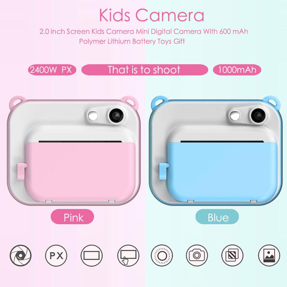 2'' Mini DIY Instant Thermal Print Digital Camera Educational Children Camera Automatically Print Photos Kids Chritmas Toys