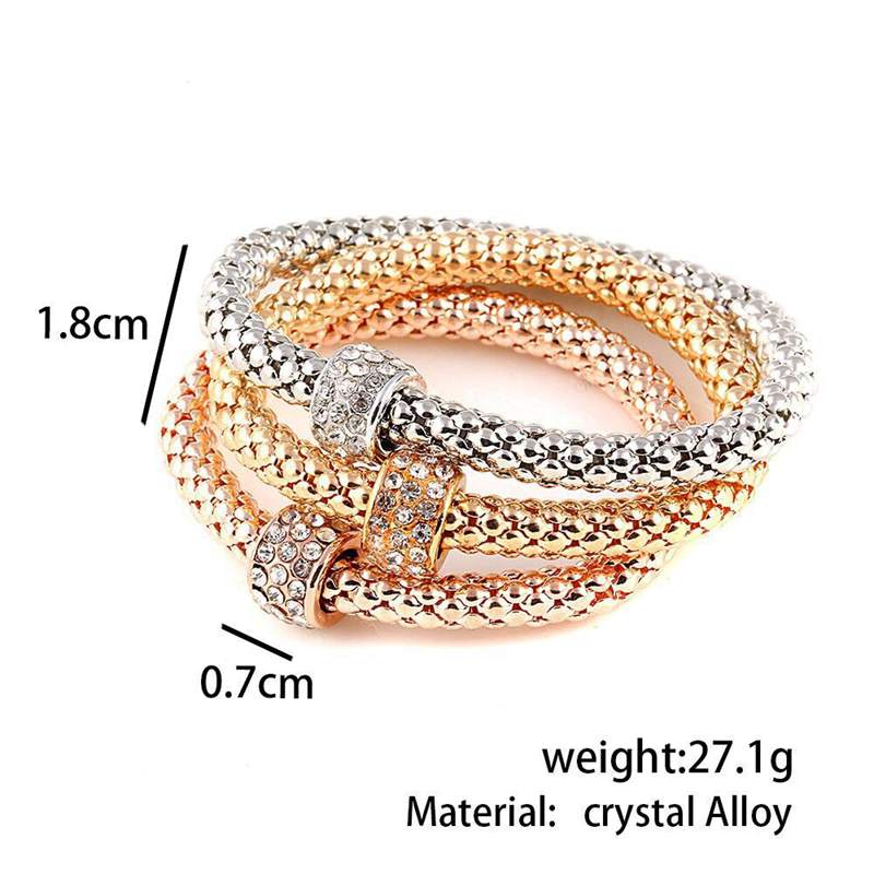 3Pcs Crystal Bracelet Tree of Life Owl Bracelets Inside Rhinestone Elastic Popcorn Chain Bracelet For WomenJewelry: Circle circle