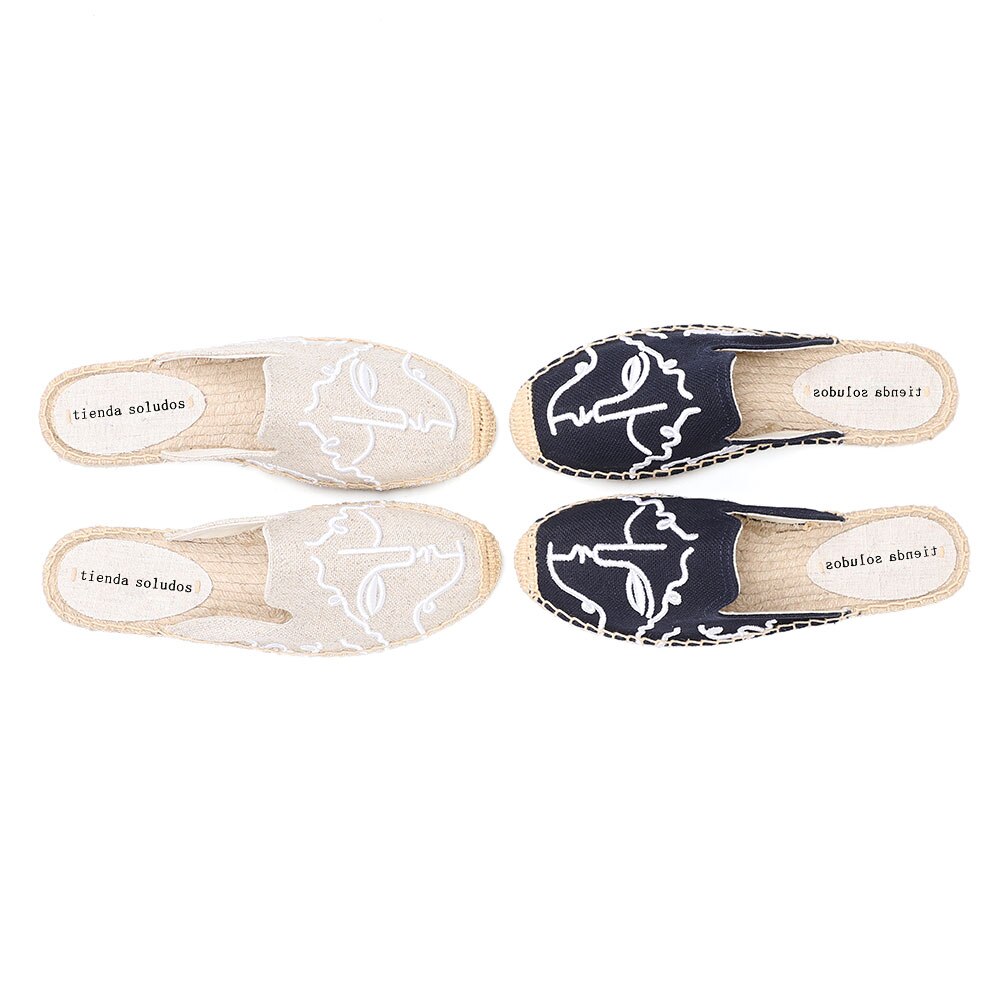 Tienda Soludos Espadrilles Hausschuhe Für Für Flache Echt Angebot Hanf Sommer Gummi Drucken Frau Schuhe Maultiere Pantufa