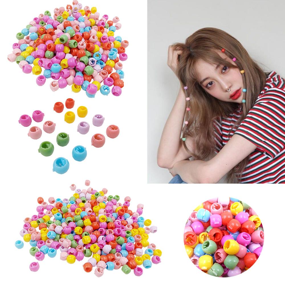 50pcs Charm Beads Hairpin For Girls Candy Colors Plastic Mini Hair Clips Cute Multi Color Doug Buckle For Hair Accessories