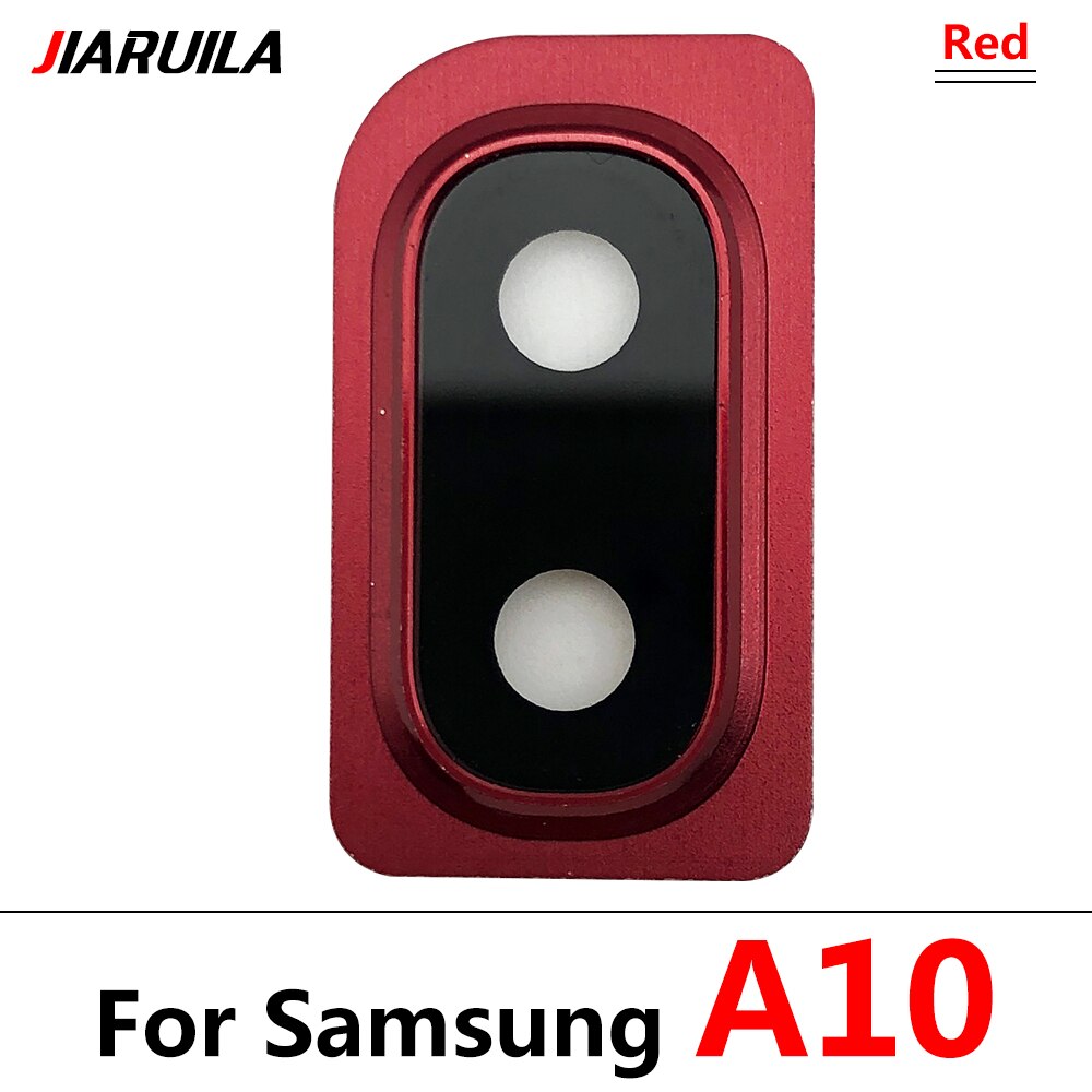 Back Camera Glass Lens + frame For Samsung Galaxy A10 A30 A40 Rear Housing Back Cover With Metal Frame Holder Replacemen: A10 red