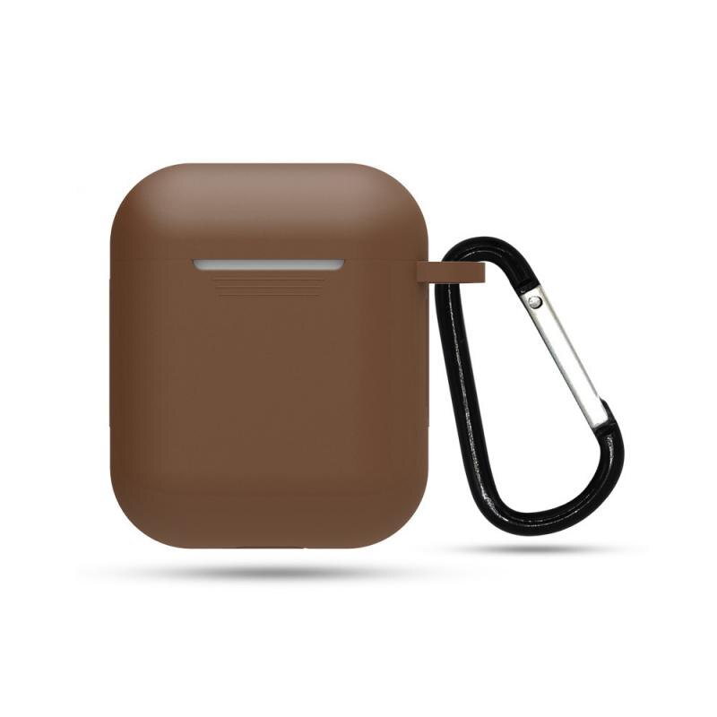 Etui na słuchawki dla Airpods pokrowiec ma zastosowanie do Bluetooth Airpods etui na słuchawki z wisząca klamra: dark brown