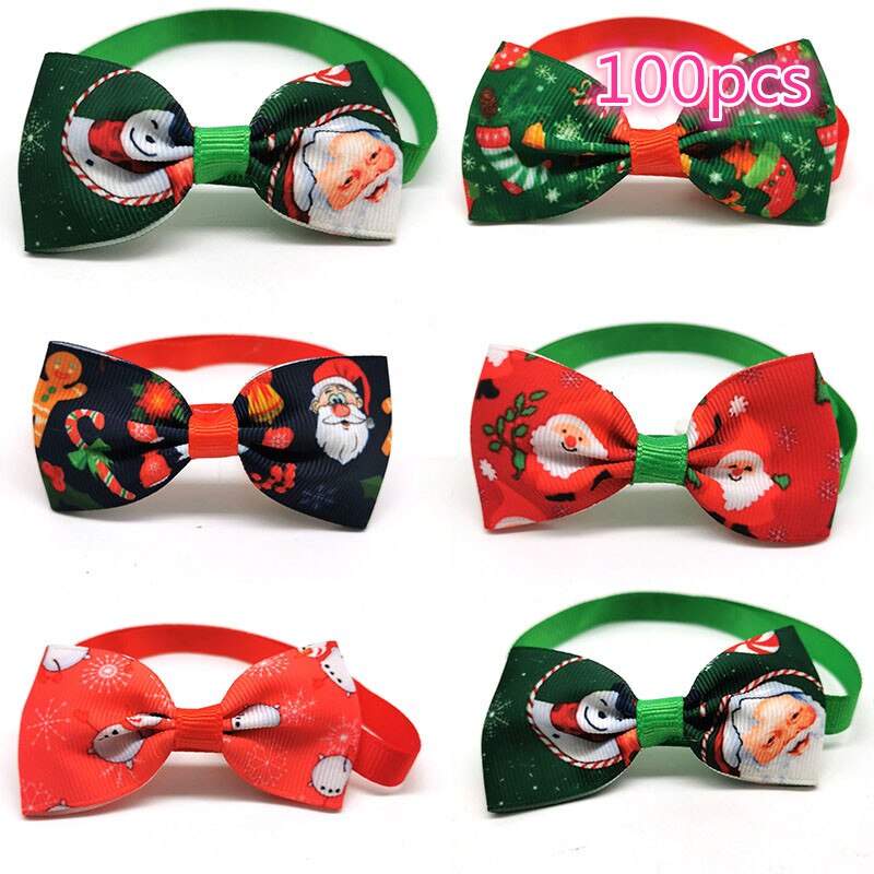 50/100 stk kjæledyr hund juletilbehør snømann sløyfer jul små mellom hund glipper stell sløyfe kjæledyr rekvisita: 100 stk