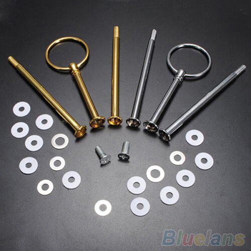 Multi-Stijl 2 Of 3 Tier Plaat Handvat Fitting Hardware Staaf Tool Taart Plaat Stand Verjaardagsfeestje Baby Shower bruiloft Kirsite: Golden Round