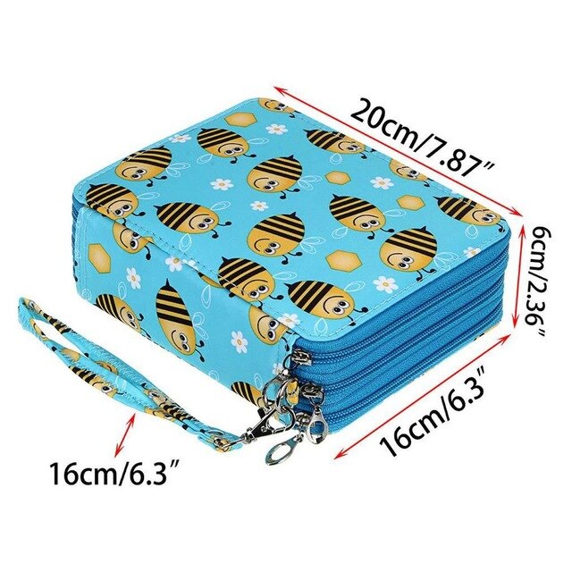 72 Holes Pencil Case School Cute Big Pencilcase for Girl Boy Cartridge Pen Box Large Pencase Storage Bag Kawaii Penal Stationery: Bee
