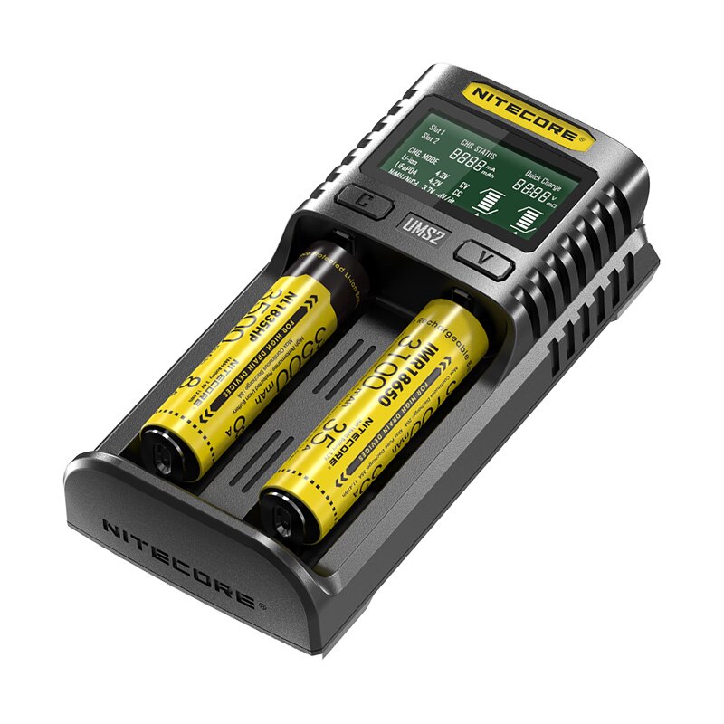 NITECORE-cargador de batería inteligente UMS2 UMS4, salida USB 3A para LiFePO4, iones de litio Ni-MH NiCd 18650, 20700, 21700, 10500