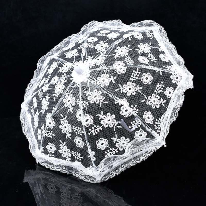 Sonnenschirm Baumwolle Stickerei Braut Regenschirm Weiß Elfenbein Spitze Sonnenschirm Regenschirm Hochzeit Regenschirm Dekorationen Foto Stütze