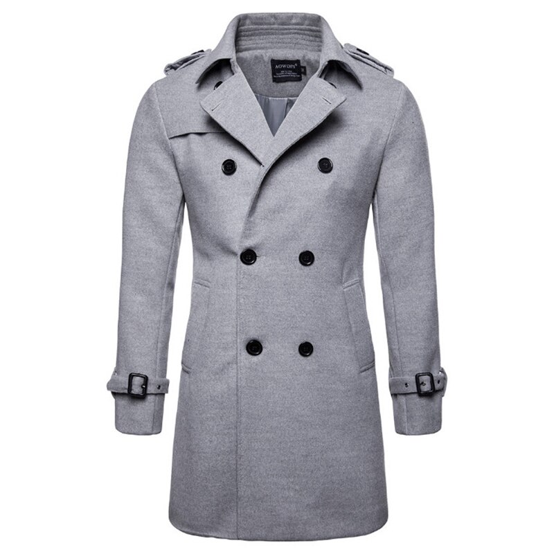 Europa und Amerika Lange Wolle &Ampere; Mischungen Mantel Männer Herbst Winter Zweireiher Windjacke Jacke Männer Erbse Mantel UNS größe XXL
