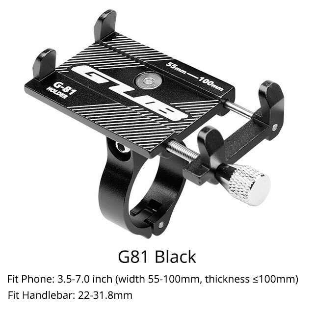 Gub Fiets Telefoon Houder Aluminium Ondersteuning Voor Bike Motorcycle 3.5-7.0 Inch Mobiele Telefoons Stand Mtb Stuur Mount: G81 Black