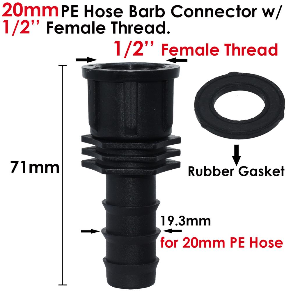 KESLA 4pcs Female Thread Connector 1/2 3/4" to Barb 16mm 20 25 PE Hose Adapter Irrigation Planter Drip System Garden Pipe Repair