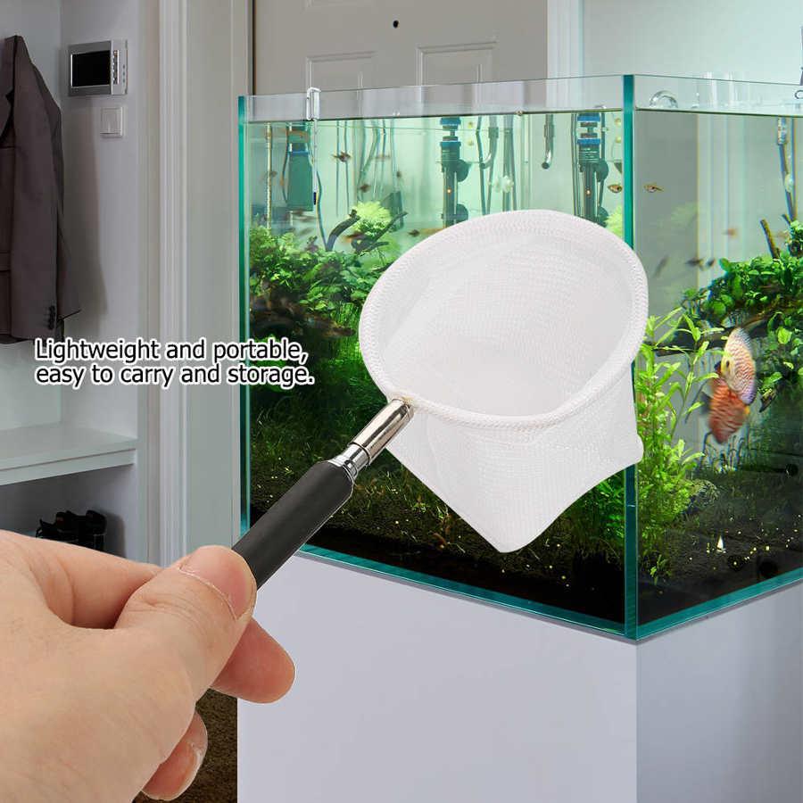 Verstelbare Mini Visnet Pole Voor Aquarium Tank Garnalen Folding Landing Ronde Vierkante Netto Voor Vliegvissen