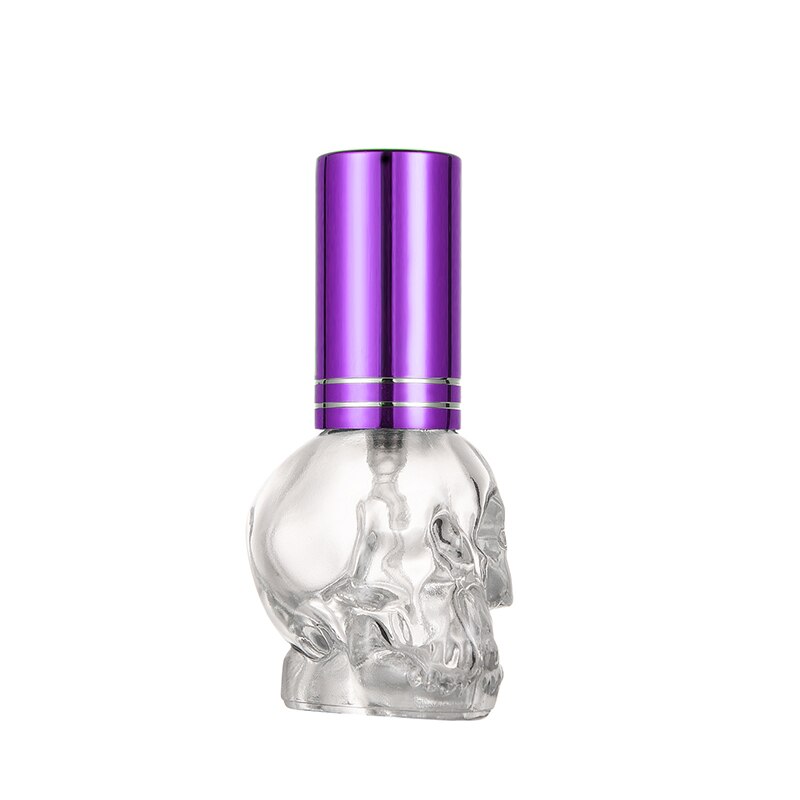 Nbyaïque tête de crâne fendu bouteille vide bouteille en verre parfum en vrac bouteille vide 8ML verre vaporisateur parfum bouteille vide: purple