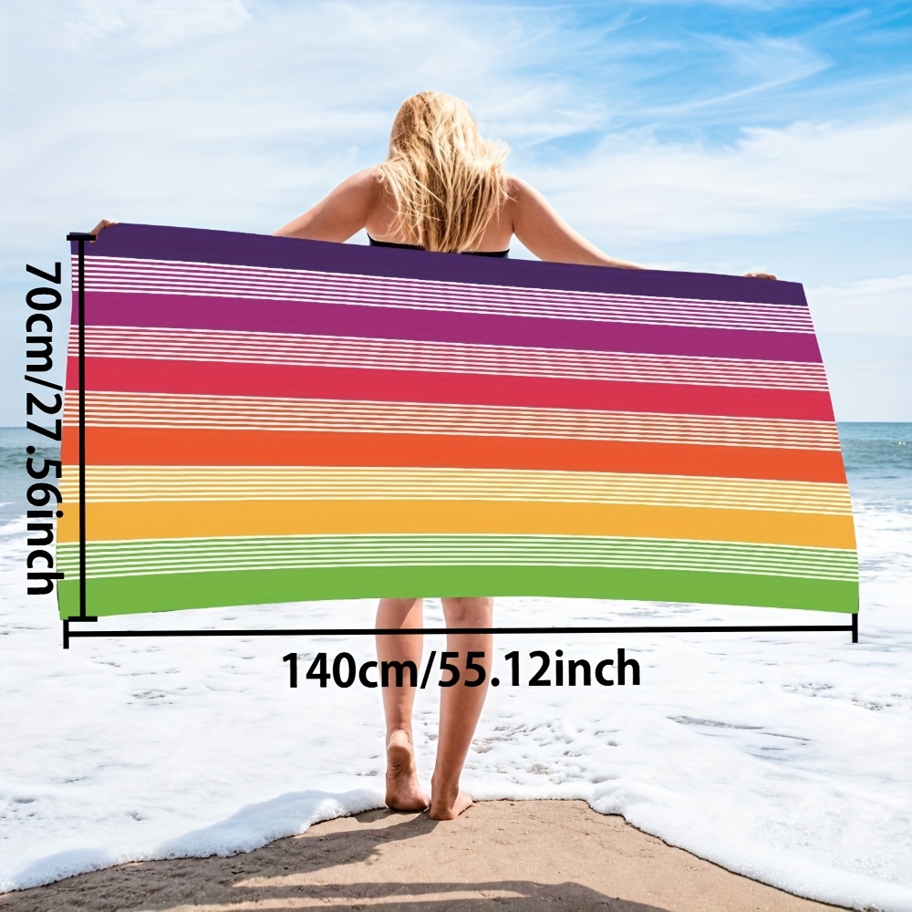 Ultrazachte, extra grote strandhanddoek met regenboogstrepen - levendige regenboogkleuren, sneldrogende microvezel, stevige wikkel voor op het strand &