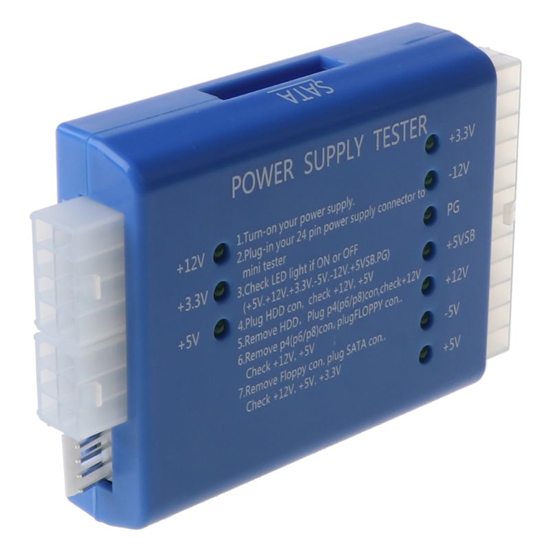 Pc 20/24- stift psu sata strömförsörjningstestare saus blå 28tc