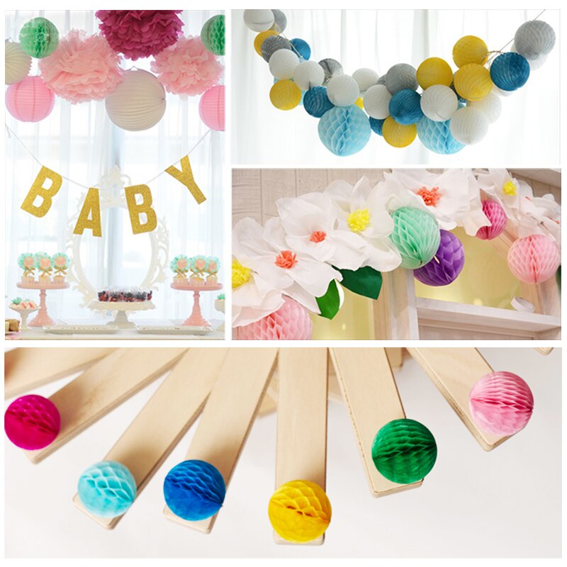 12pcs 6" Red Paper Decorative Tissue Paper Honeycomb Balls Pastel Flower Birthday Baby Shower Wedding Party Decorations