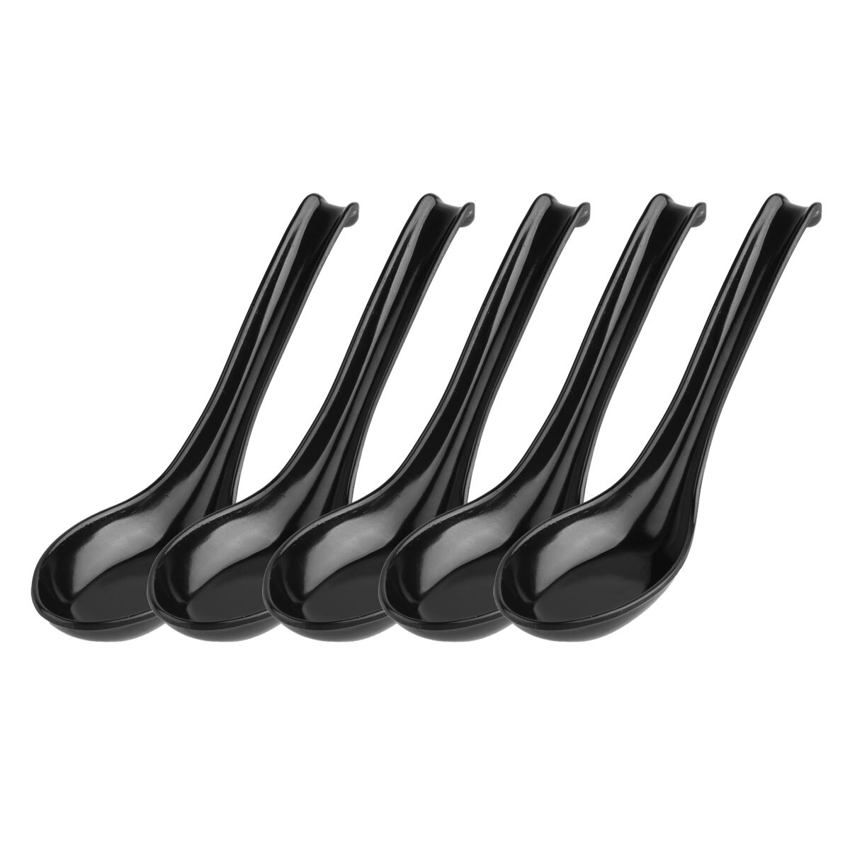 5/10Pcs Ramen Noodle Soep Lepels Met Lange Handvat En Haak Voor Restaurants Home Hotel Voedsel Winkel: 5Pcs Black