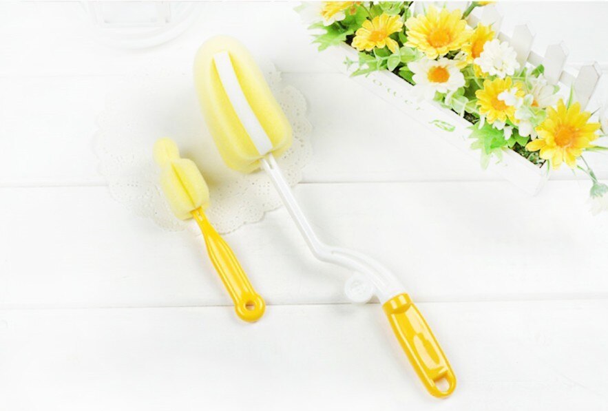 2 piezas fácil de limpiar copa de pezón de cuna esponja cepillo botella de leche de bebé vidrio limpiador para tazas herramienta de limpieza de lavado mango largo botella cepillos
