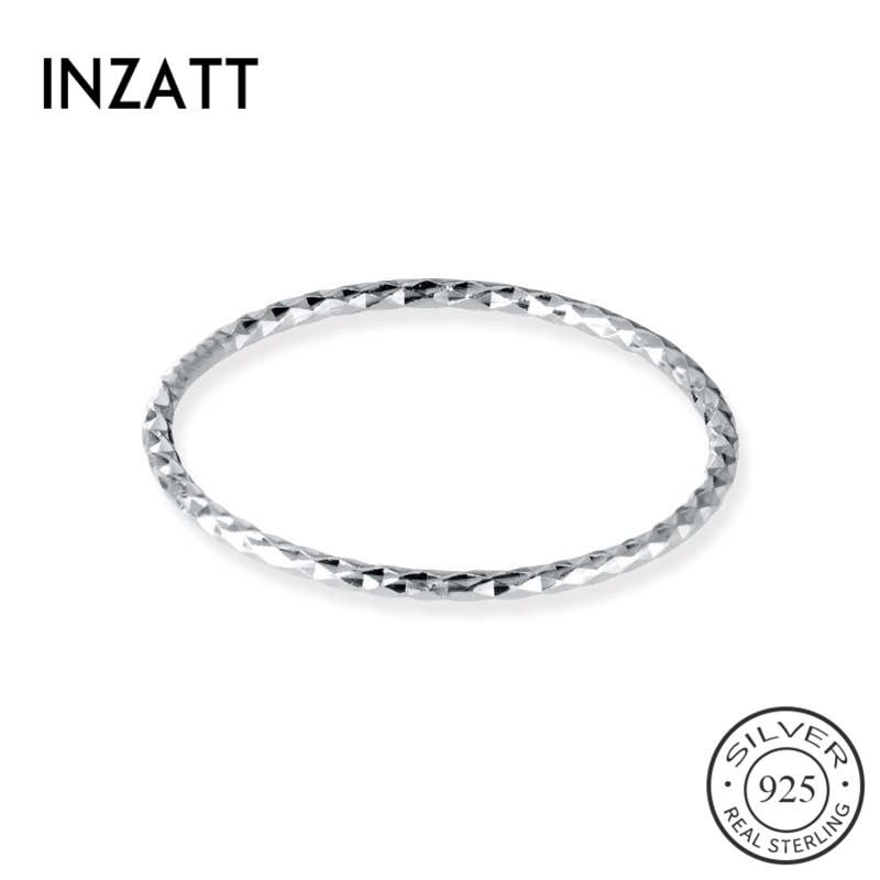 INZATT, anillo redondo minimalista de plata de ley 925% auténtica para mujer, de cumpleaños, joyería fina clásica, accesorios geométricos para