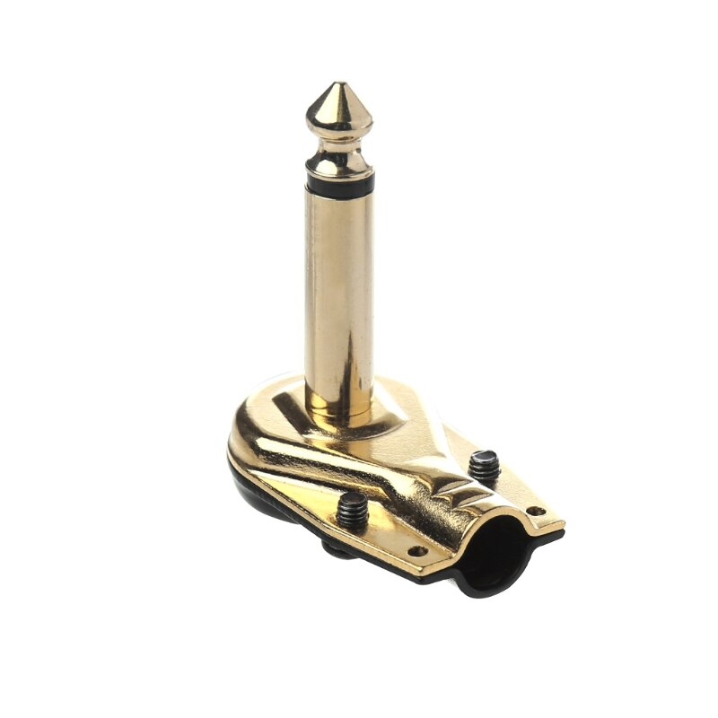 1/4" 6.35mm Mono Jack Right Angle Plug Flat Male Guitar Effects Pedal Connector