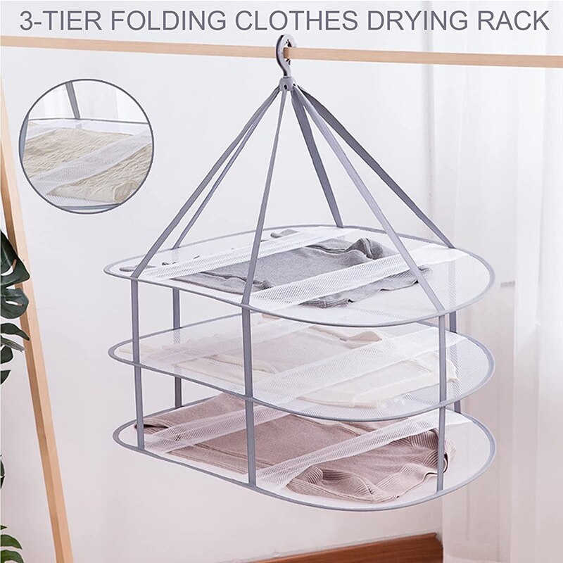 Sweater Drying Rack Hanging Clothes Hanging Dryer Laundry Mesh Drying Rack, Foldable Clothing Dryer Racks