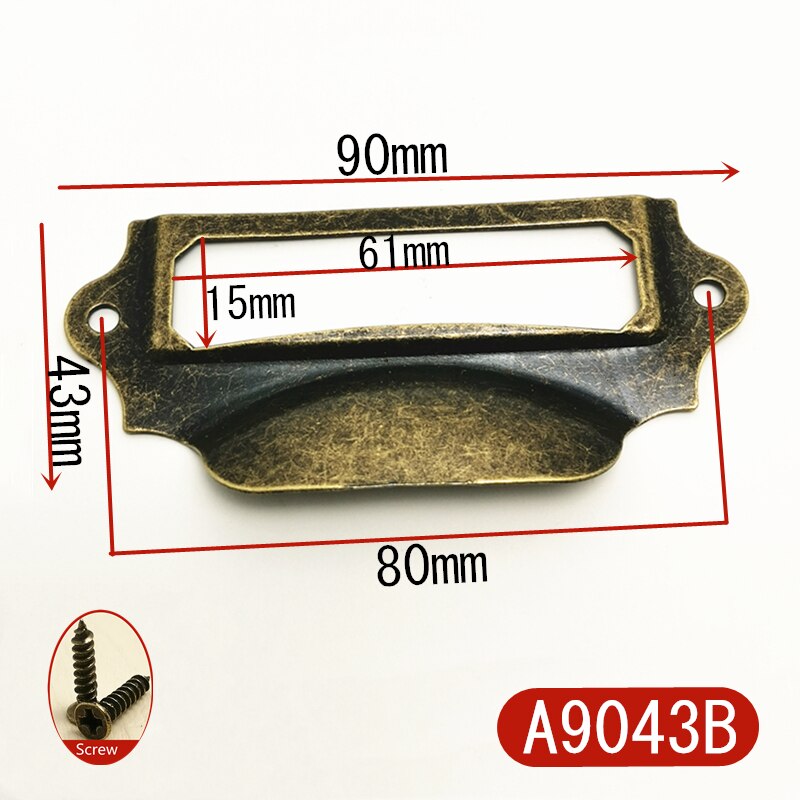 5 Stks/partij Antiek Messing Brons Metalen Label Pull Frame Handvat Bestand Naam Kaarthouder Voor Meubels Kast Lade Doos case Bin: A9043B