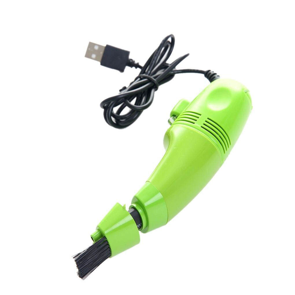 1PC Mini Vacuum USB Keyboard Cleaner PC Laptop Brush Dust Cleaning Tool Multiple Brushhead 4 Color: Green