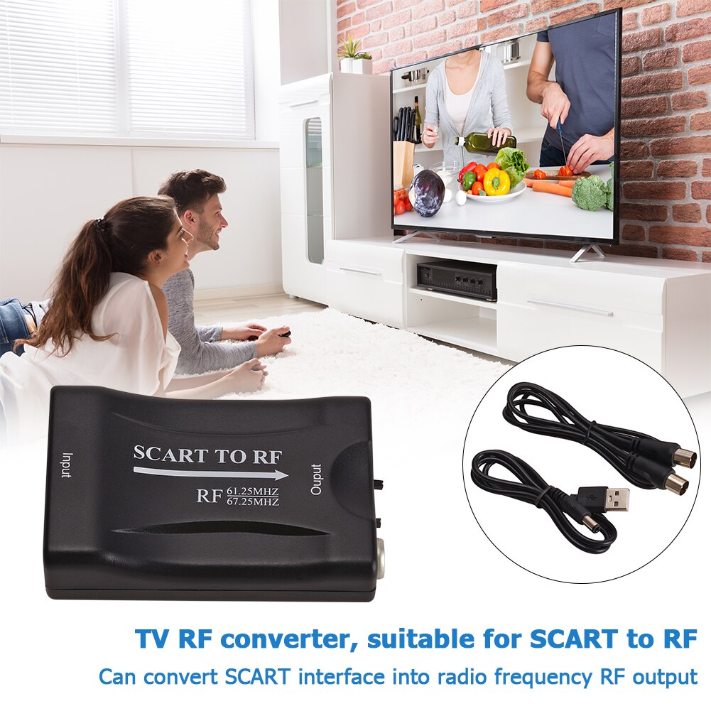 SCART to RF Audio Video AV Adapter SCART Female to RF Female Converter 61.25MHz 67.25MHz for TV