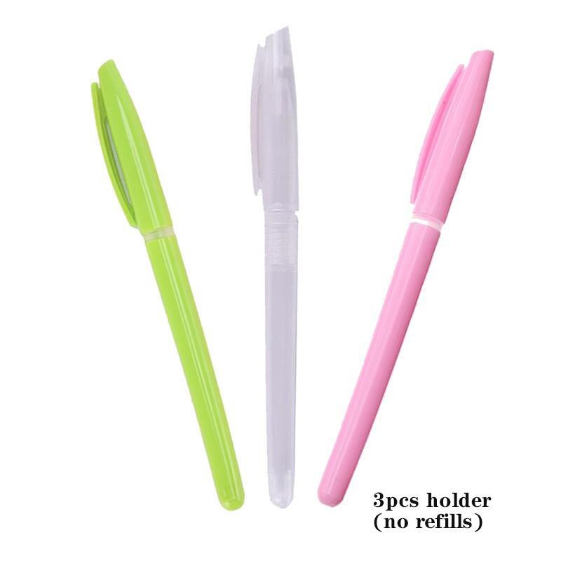 1Set inchiostro scomparsa pennarello in tessuto colorato penna cancellabile ad acqua per trapuntatura tessuto artigianale fai da te sartoria accessori per il cucito: 3pcs holder
