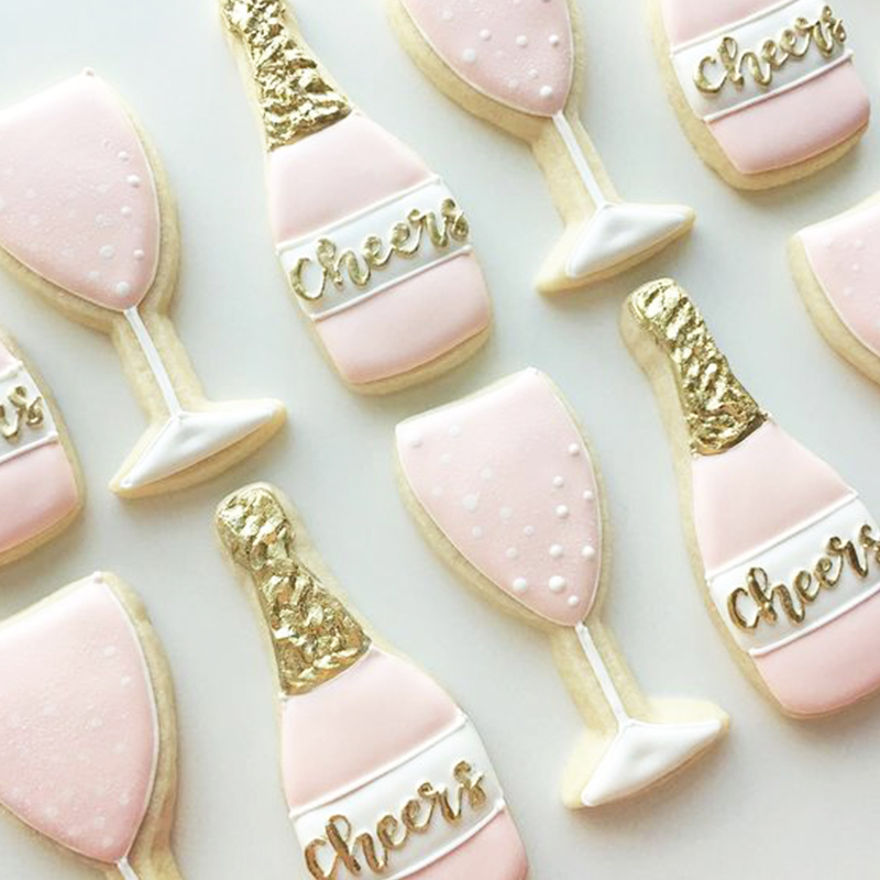 Conjunto de cortadores de galletas de boda KENIAO-3 piezas-pastel, copa de champán y champán-cortador de galletas/Fondant-ACERO INOXIDABLE