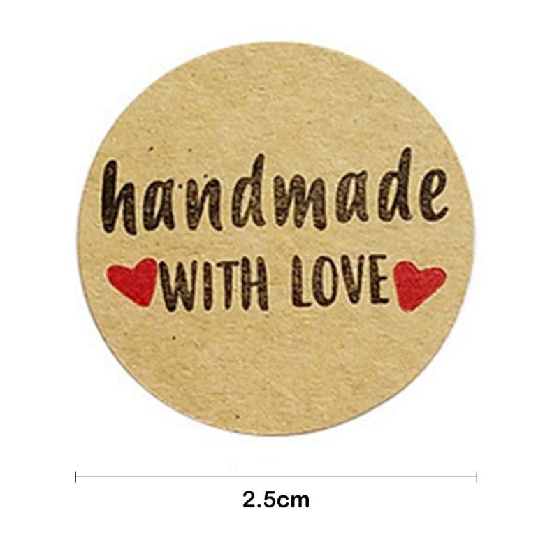 500 etykiety/przylepne w rolce naklejki miłość Wykonany ręcznie prezent pieczenie ciasteczek pieczęć etykiety naturalne akcesoria dekoracyjne kraft