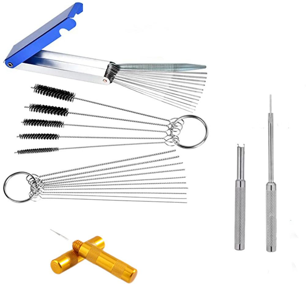 Airbrush Reiniger Set Vergaser Carbon Dirt Jet Entfernen Reinigungsnadeln Bürsten Reinigungswerkzeuge für Automobil Motorrad Schläuche: Black