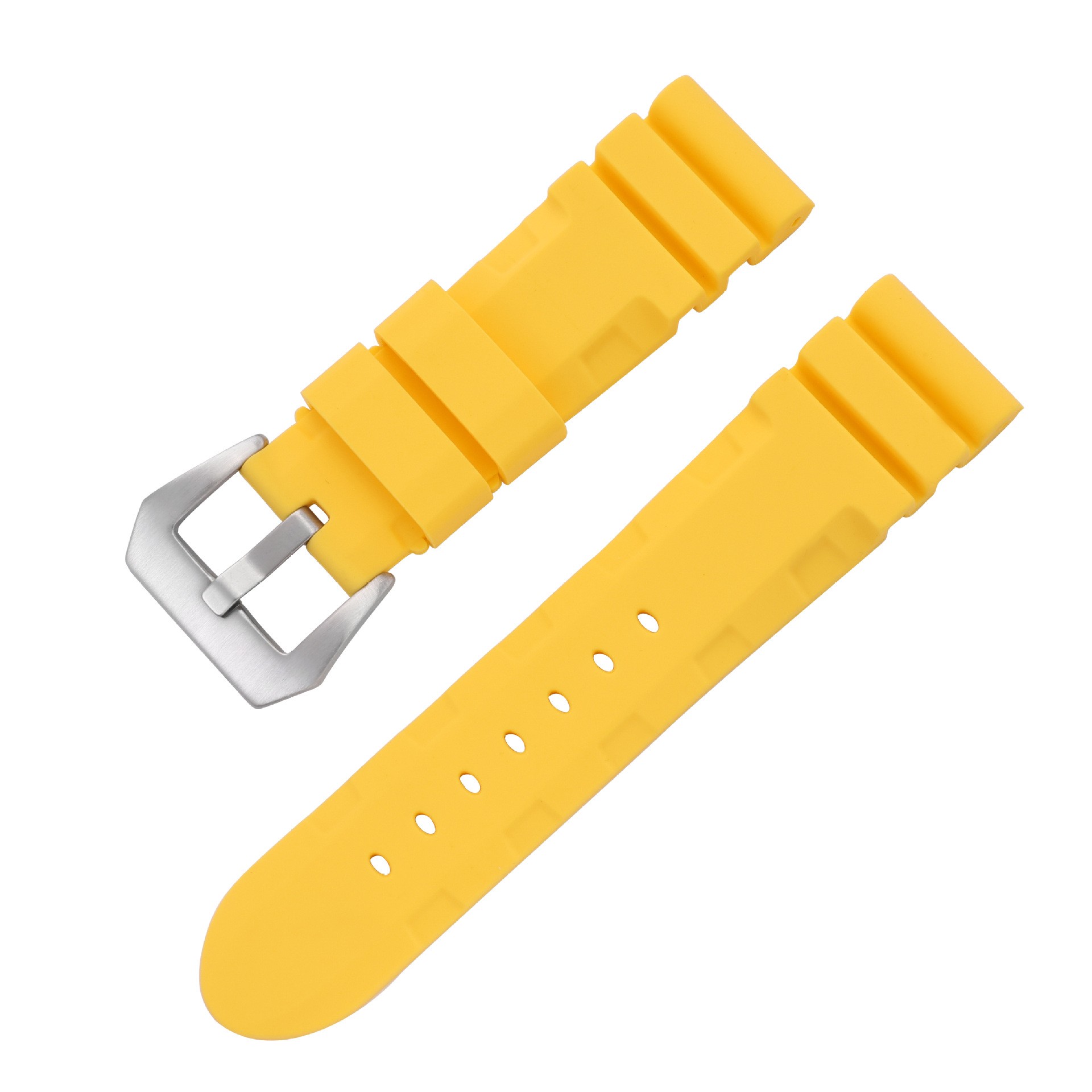 Cinturino per orologio in silicone da 22mm 24mm 26mm cinturino in gomma morbida per accessori universali per braccialetti per orologi impermeabili con strumento: Argento giallo / 26mm