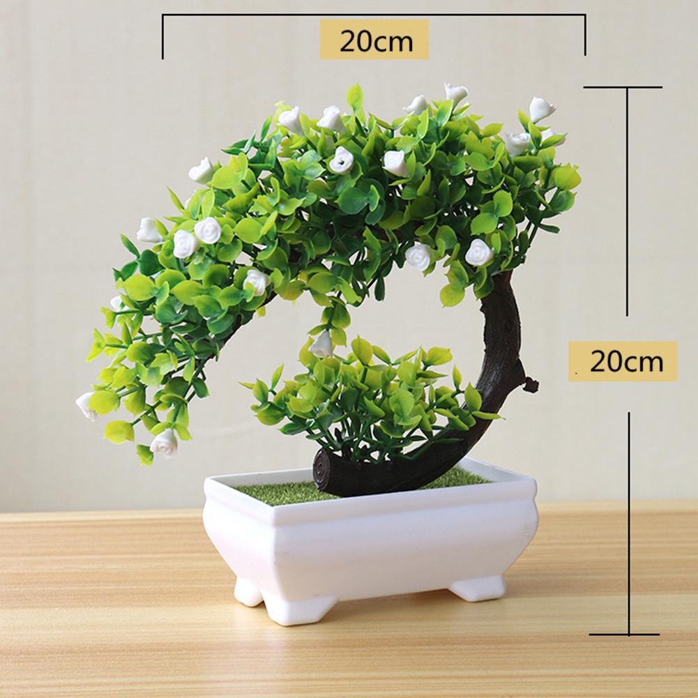 Kunstig plante bonsai til hjemmet spisebord kontor dekoration: Hvid blomst