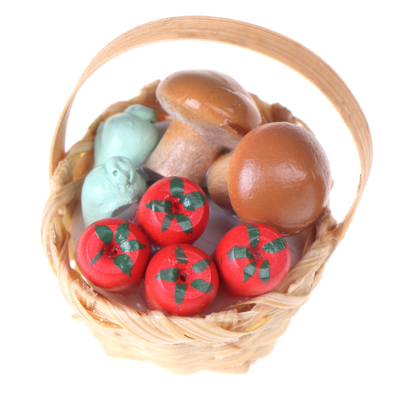 Eetkamer Fruit Groenten Bamboe Mand Voedsel Poppen Miniatuur Voedsel Speelgoed Kok Huis Miniatuur Accessoires: Vegetables Basket