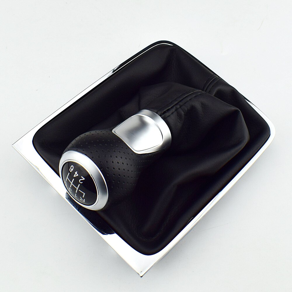 Pomo de palanca de cambios para Volkswagen Passat B6, 5 y 6 velocidades, botón de arranque, estructura de polaina, color negro: AD 6 Speed