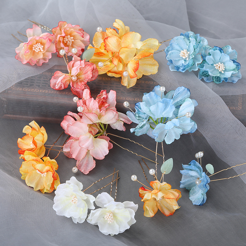 Grote Bloem Haar Stokken Vorken Goud Kleur Metalen Houten Haarspelden Clips Vrouwen Knot Maker Sieraden Chinese Stap Schudden Hoofddeksels