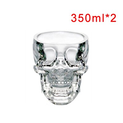 Crystal Glass Skull Head Shot Transparent Champagne Cocktails Beer Coffee Wine Bottle Cups Set Drinking Containers Tequila Cup: 2xcup 350ml