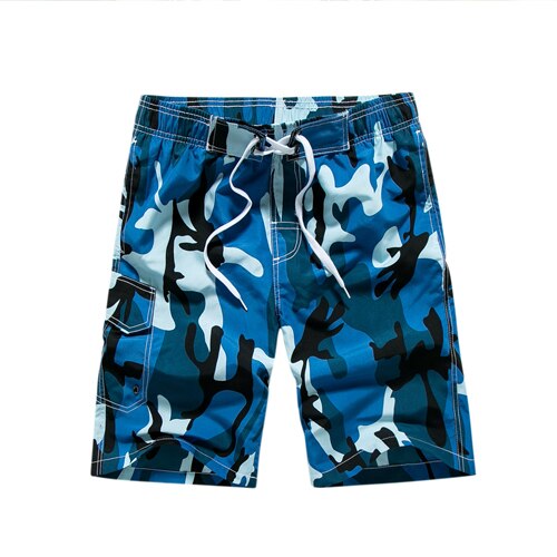 Pantalones cortos de camuflaje para hombre y adulto, Shorts deportivos de secado rápido, , para playa, novedad: Blue / XXXL