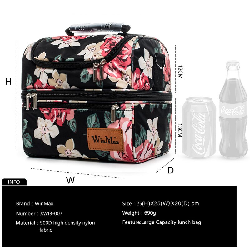 Doppel Decker Kühler Mittagessen Taschen Große Picknick Reise Lagerung Halten Frische Thermische Isolierte Tasche Lunchbox Tote Handtasche Für Frauen Männer