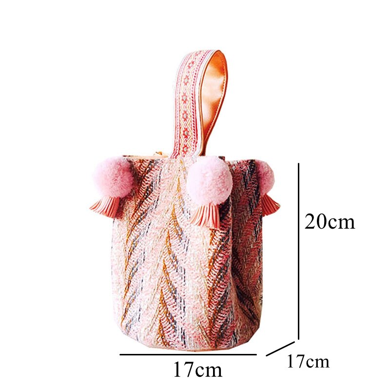 WOONAM – sac à main en Tweed multicolore pour femmes, Mini sac seau à la , pur fait à la main, WB477
