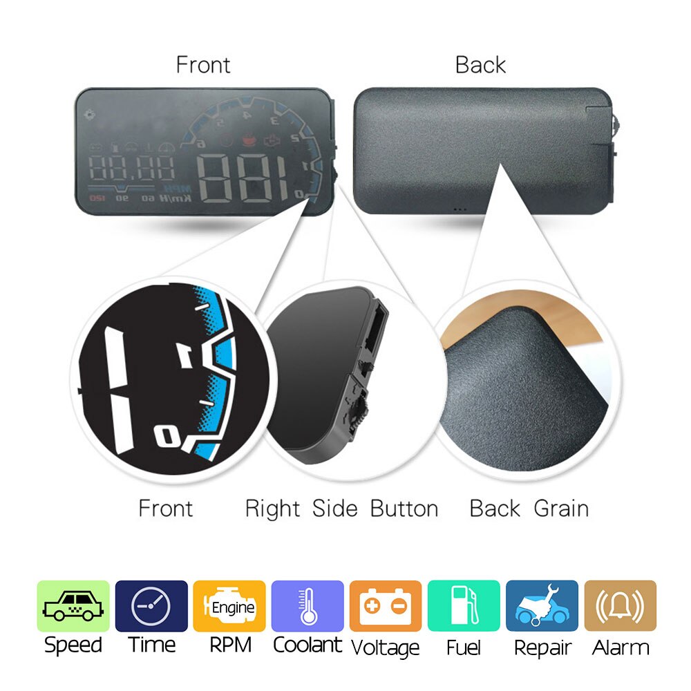 Digitale Auto Tacho 5 Zoll HUD OBD2 Auto Geschwindigkeit Windschutzscheibe Projektor Überdrehzahl Alarm Smart OBD2 EUOBD Universal