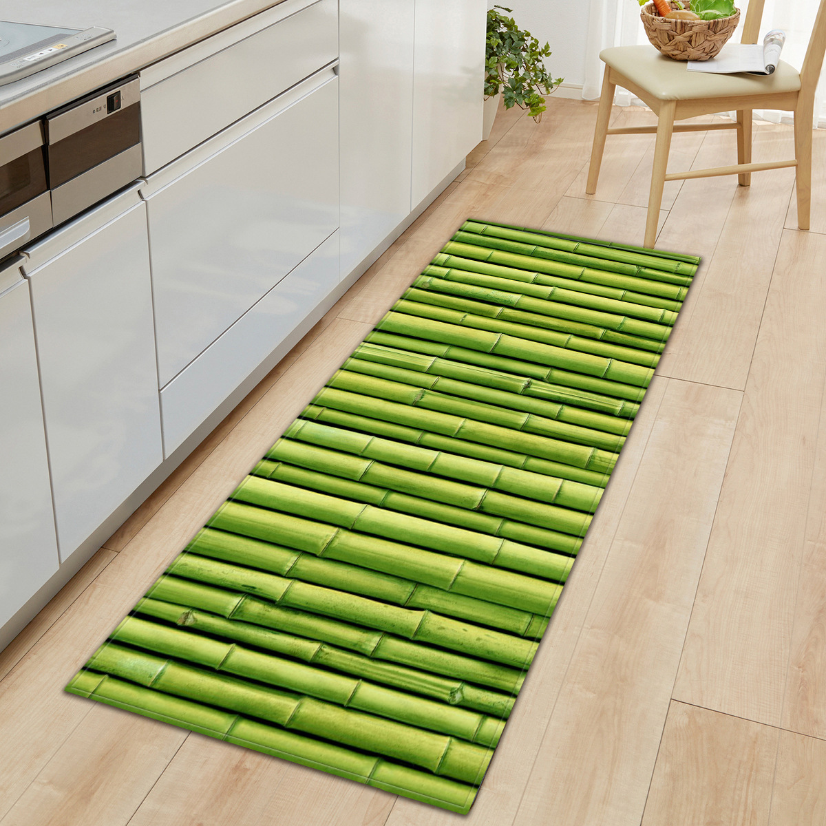 Bamboo Pattern Kitchen Rug Bedroom Livingroom Hallway Floor Carpet Bathroom Rug Home Anti-slip Entrance Doormat Bedside Mat
