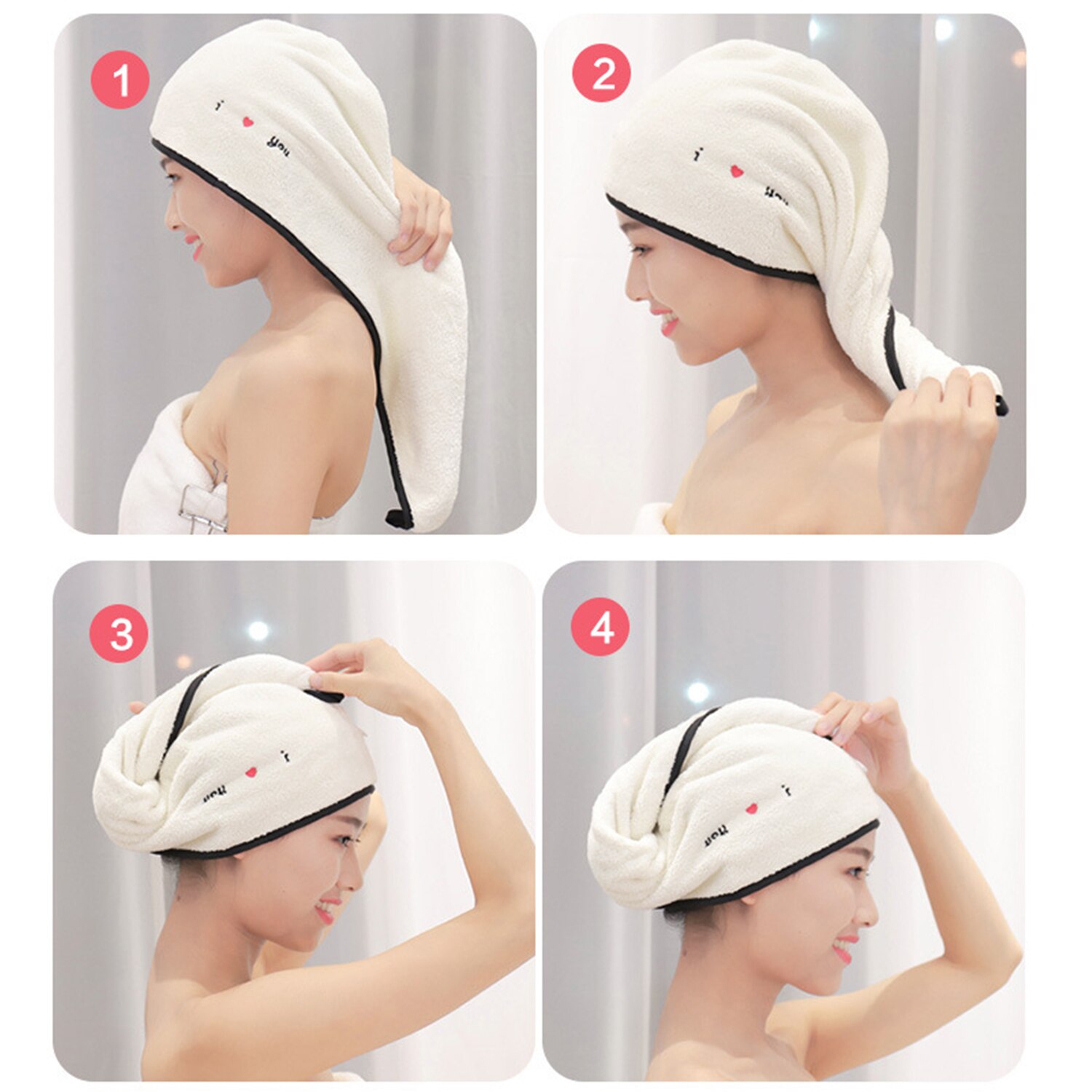 Badhanddoek Wrap Coral Fleece Sneldrogende Handdoek Cap Hoed Zacht Water Absorberende Haar Handdoek Wrap Douche Cap Met Knop voor Lady
