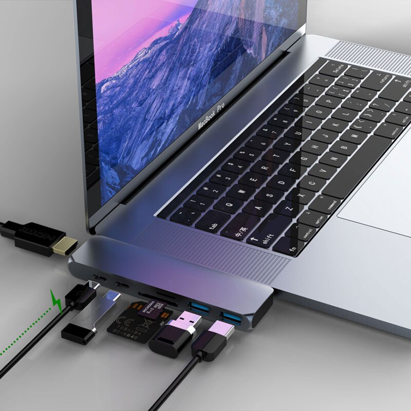 Usb-c dock til hdmi thunderbolt 3 adapter usb type c hub med pd power tf sd kortlæser usb 3.0 til macbook pro/air usb-c