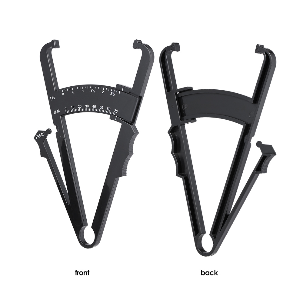 Body Fat Caliper 70mm Skinfold Body Fat Caliper Set Body Fat Tester Body Skinfold Measurement Tool with Measure Tape Black