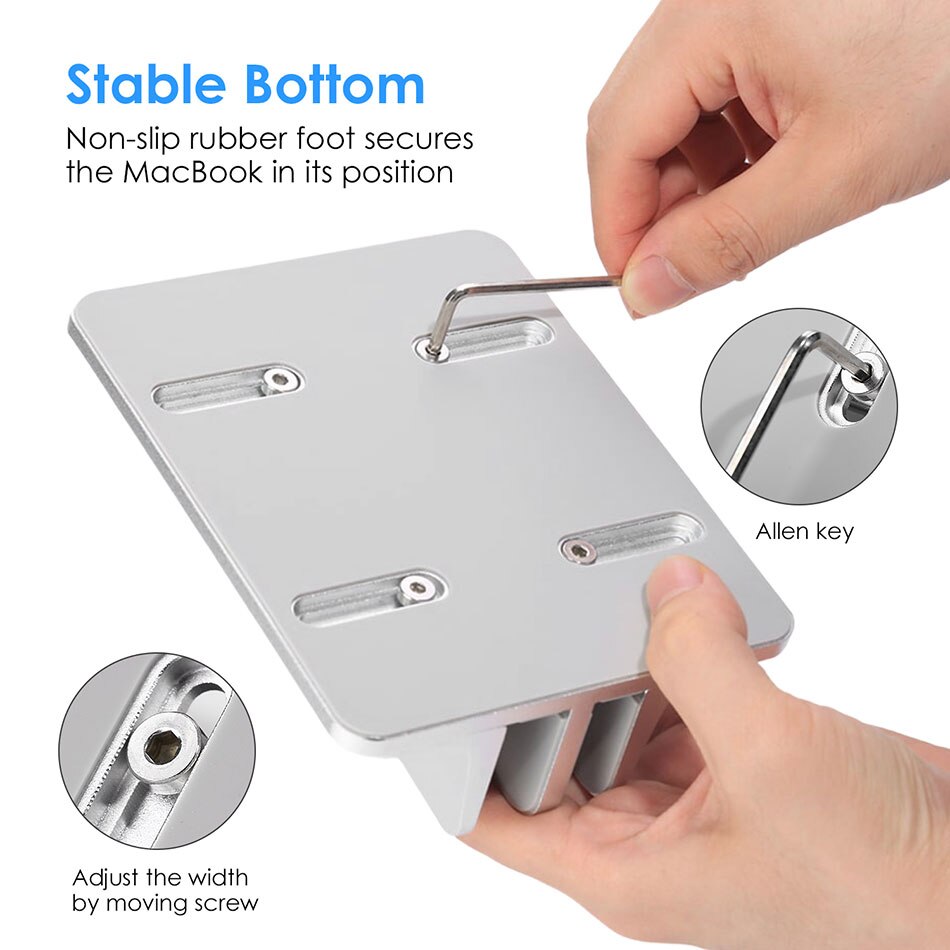 ET Double Desktop Stand Holder for MacBook Thinkpad iPad Aluminum Desk Mounted Vertical Laptop Tablet Stand with Adjustable Dock