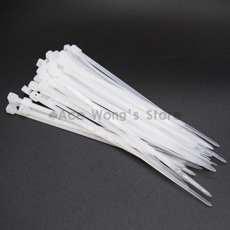100 Stks/pak 3*100mm breedte 2.5mm wit Fabriek Standaard zelfsluitende Plastic Nylon Kabelbinders, Wire Zip Tie
