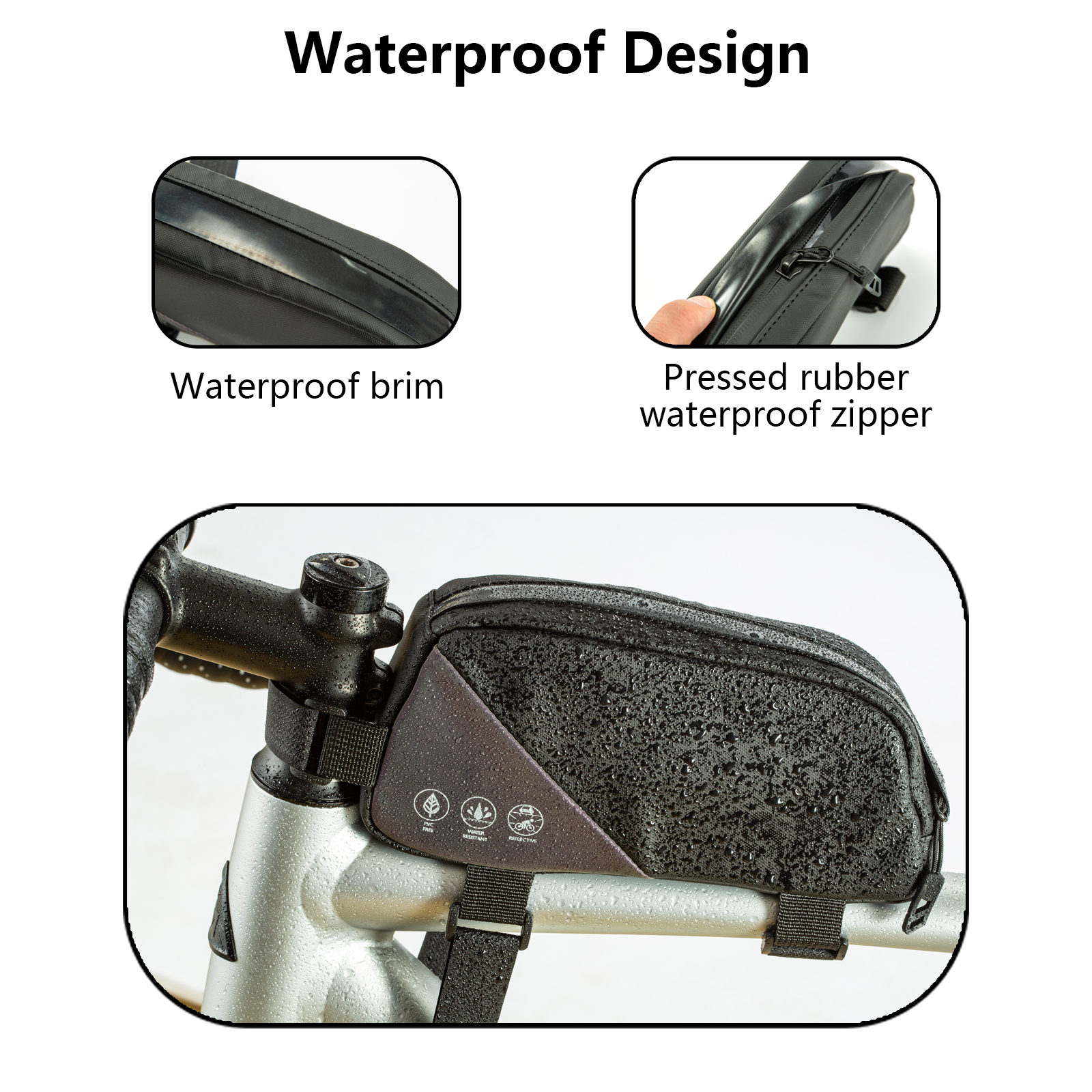 Bolsa de bicicleta, bolsa de tubo superior de bicicleta à prova d'água, bolsa de acessórios de ciclismo para bicicletas de montanha e estrada