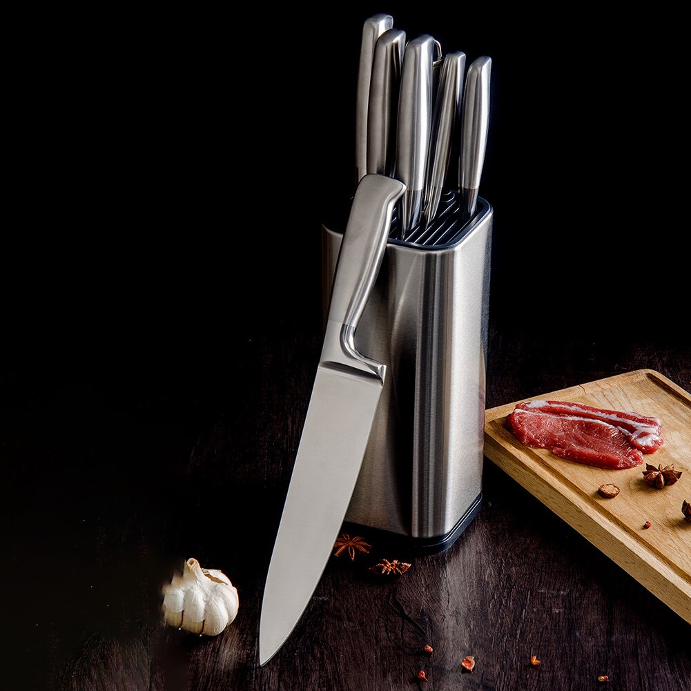 Køkken knivholder opbevaring rustfrit stål blokstativ værktøj med stor kapacitet